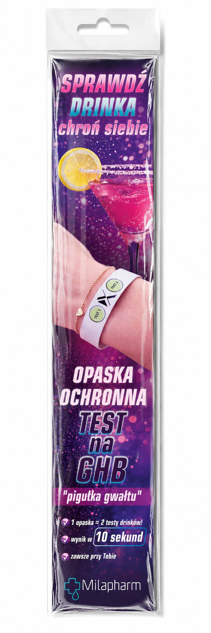 Opaska do wykrywania GHB w napojach - test na wykrywanie środków odurzających
